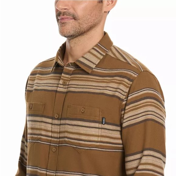 Hurley Longsleeve  Button Up Brushed Flannel Soft Shirt Small Brown NWT - Picture 3 of 8